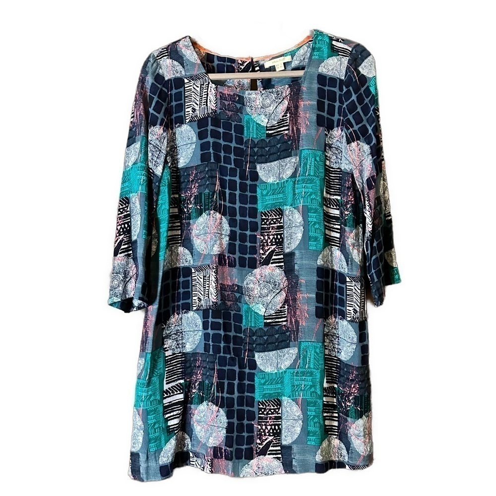 White Stuff Abstract Print Navy Maximalist Tunic Top Dress Size 8